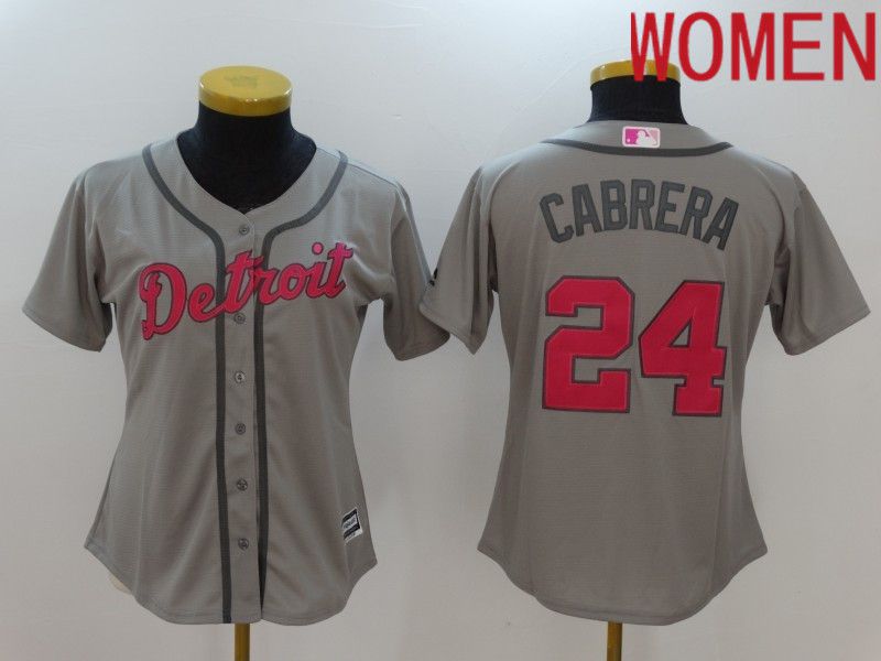 Women Detroit Tigers 24 Cabrera Grey Mother Edition 2022 MLB Jersey